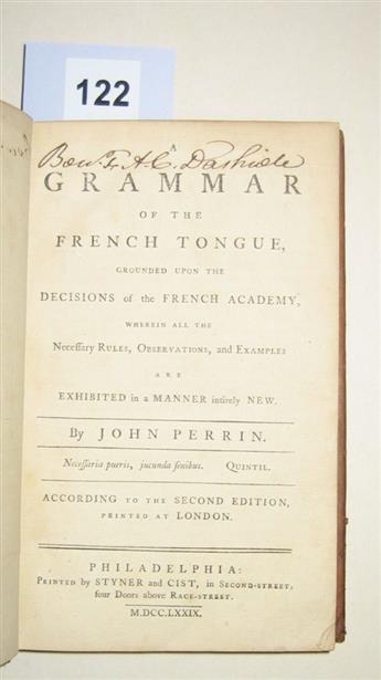 (EARLY AMERICAN IMPRINT.) Perrin, John. A Grammar of the French Tongue.